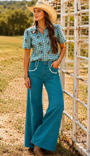 Howdy Hanny HH8900 Turquoise Wide Leg Jean