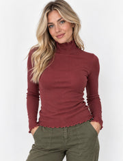 Picadilly YC238 Turtleneck Top- cabernet