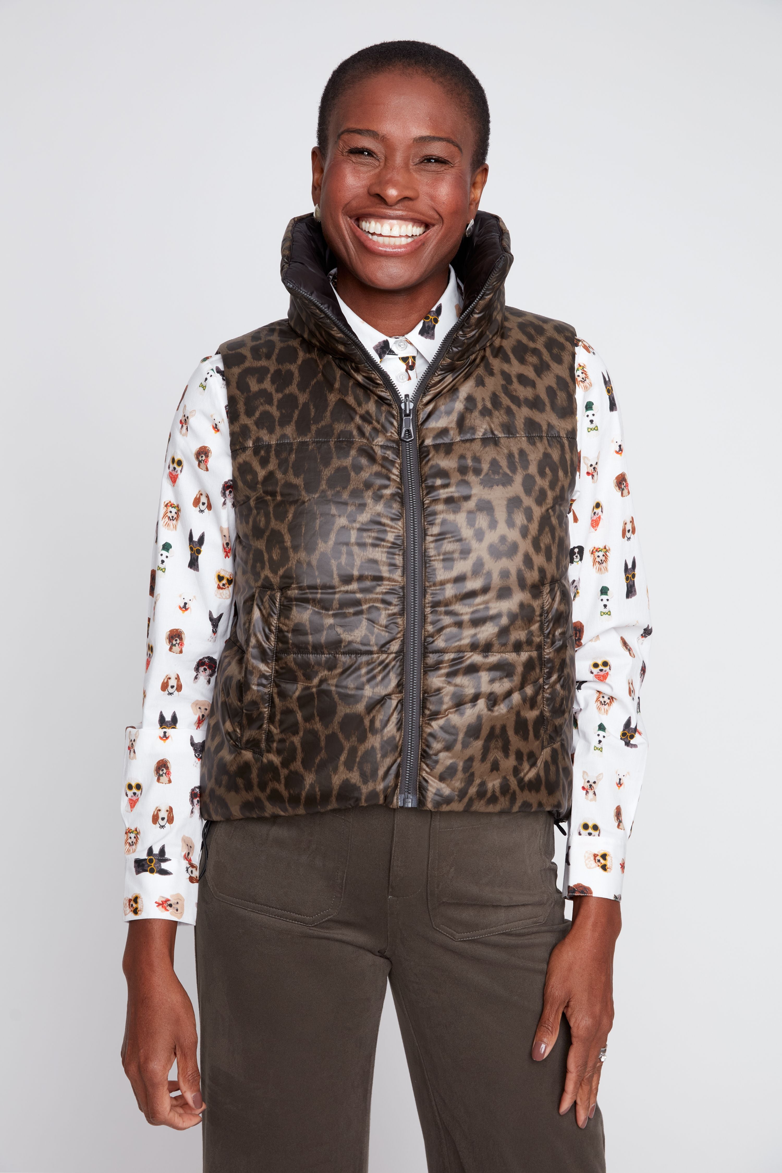 Renuar R3953R E3034 Woven Vest Leopard