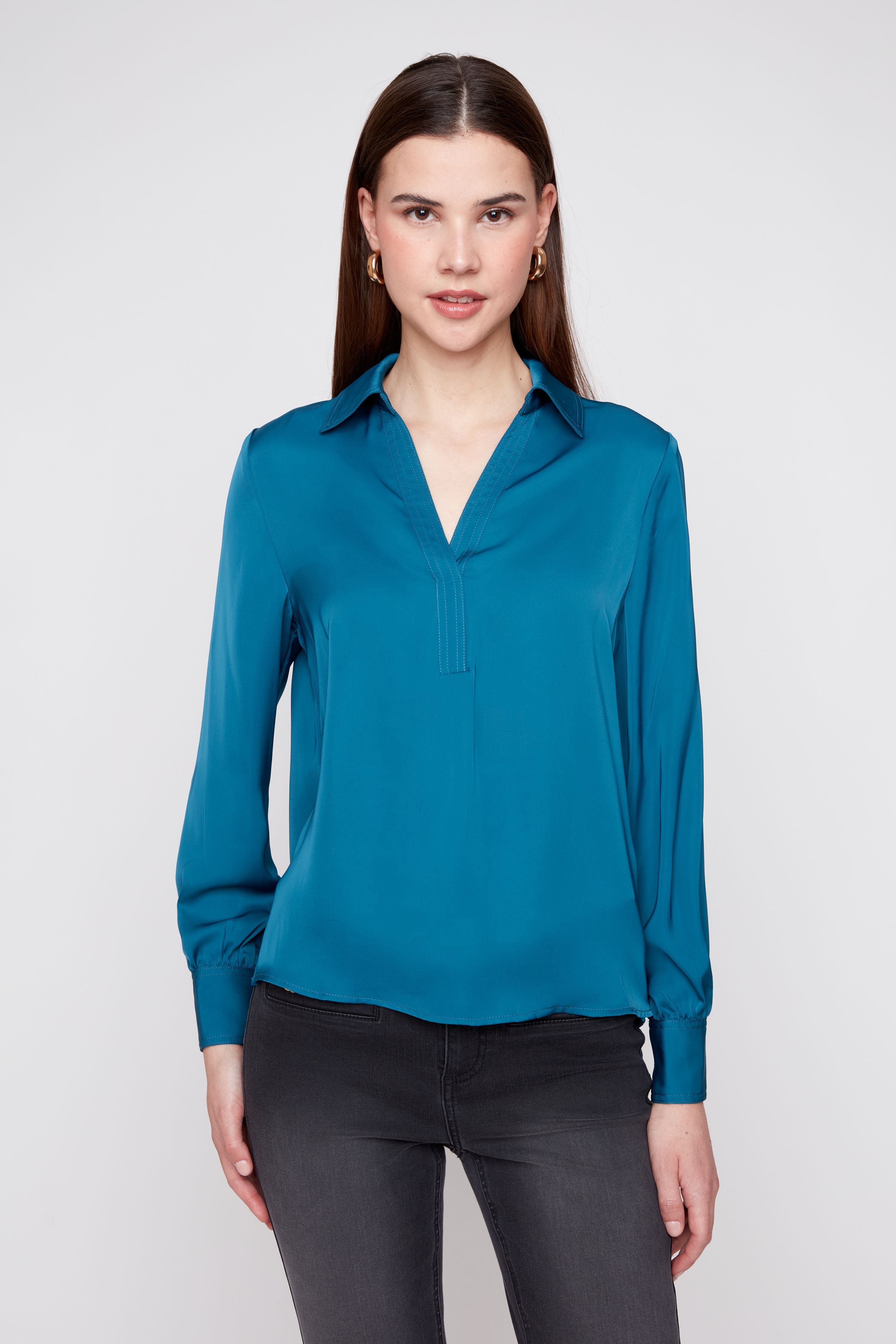 Renuar R5264 465 Woven Blouse Deep Sea