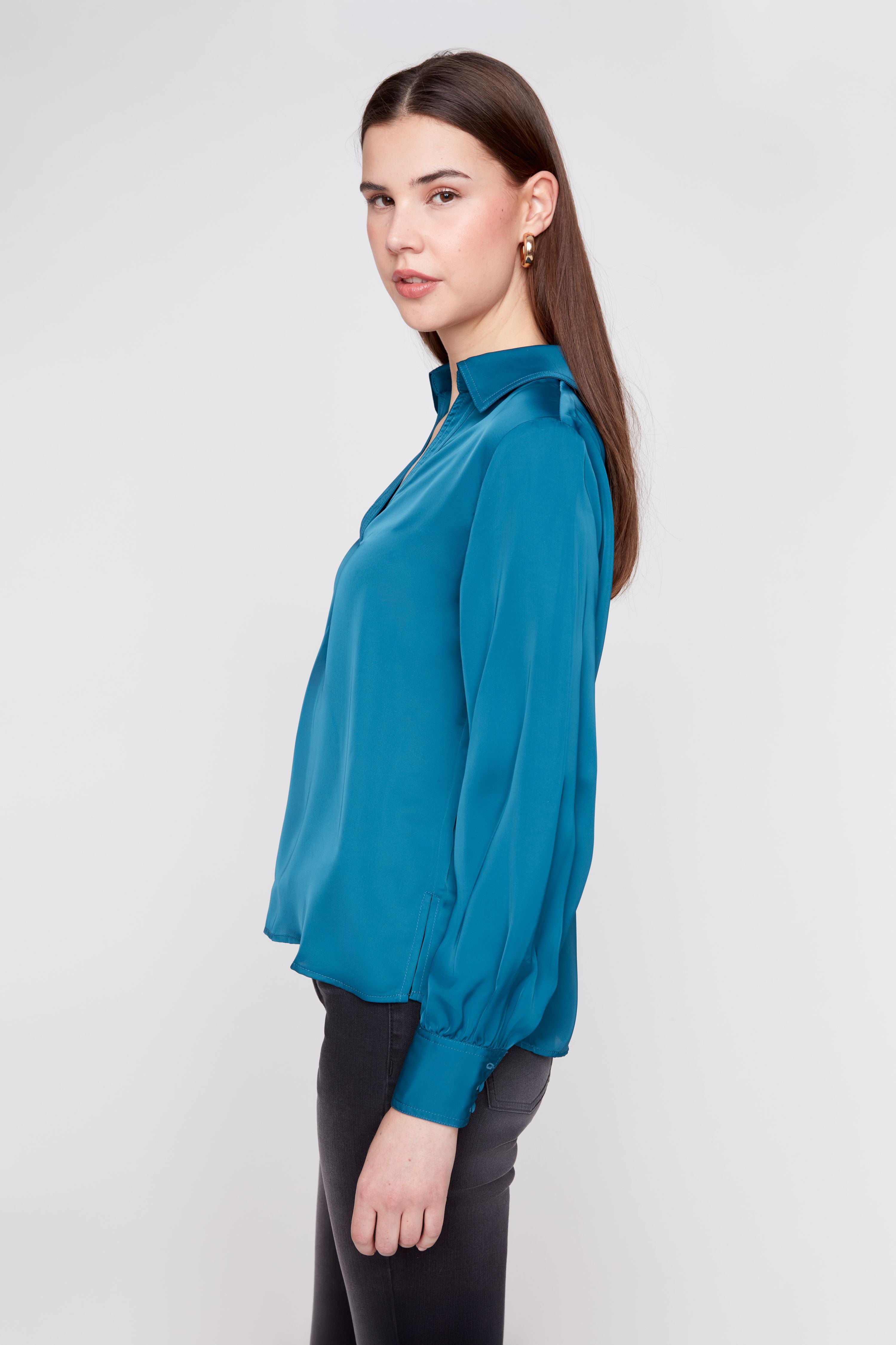 Renuar R5264 465 Woven Blouse Deep Sea