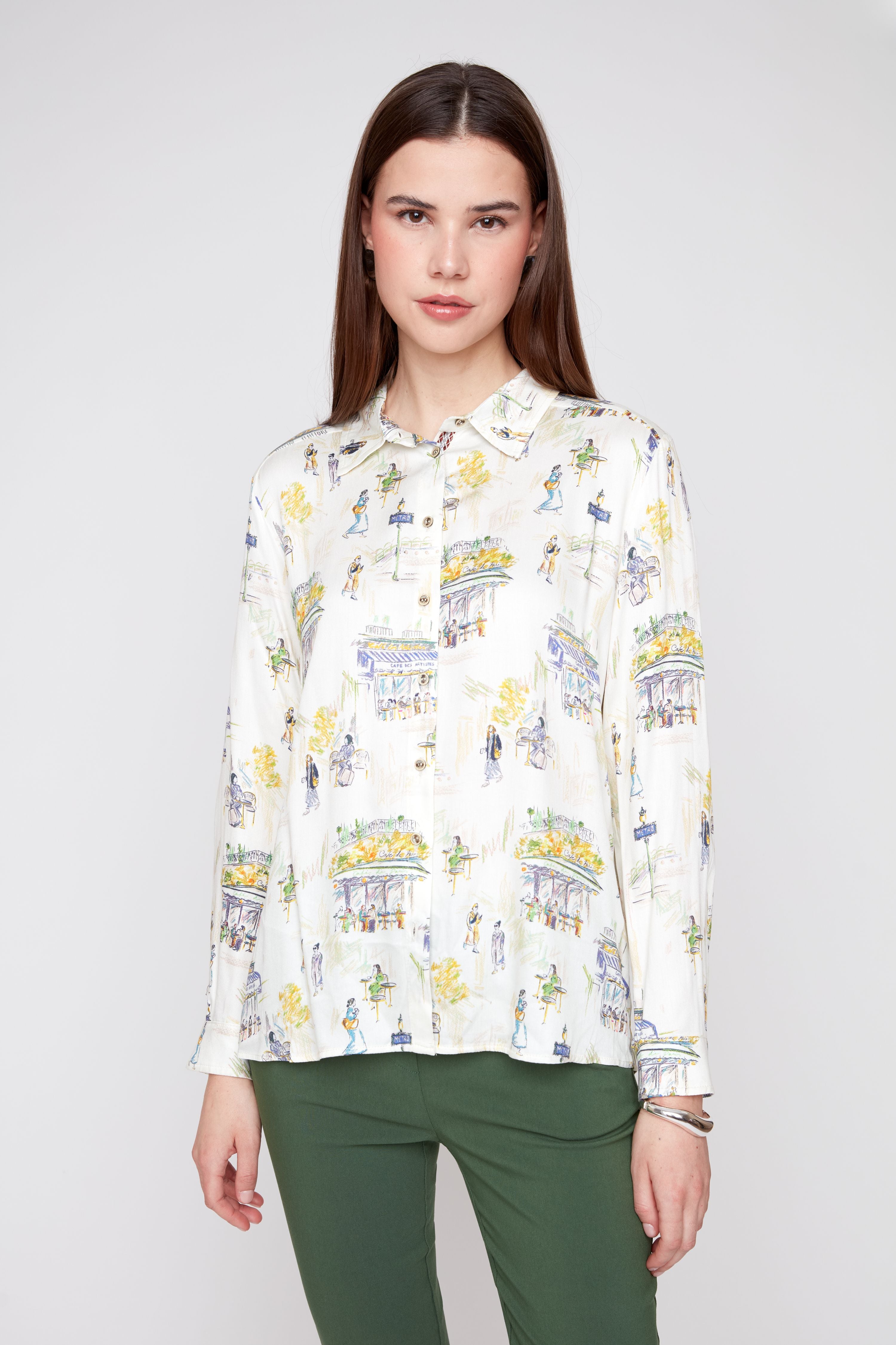 Renuar R5288 901 Woven Blouse Creme Comb