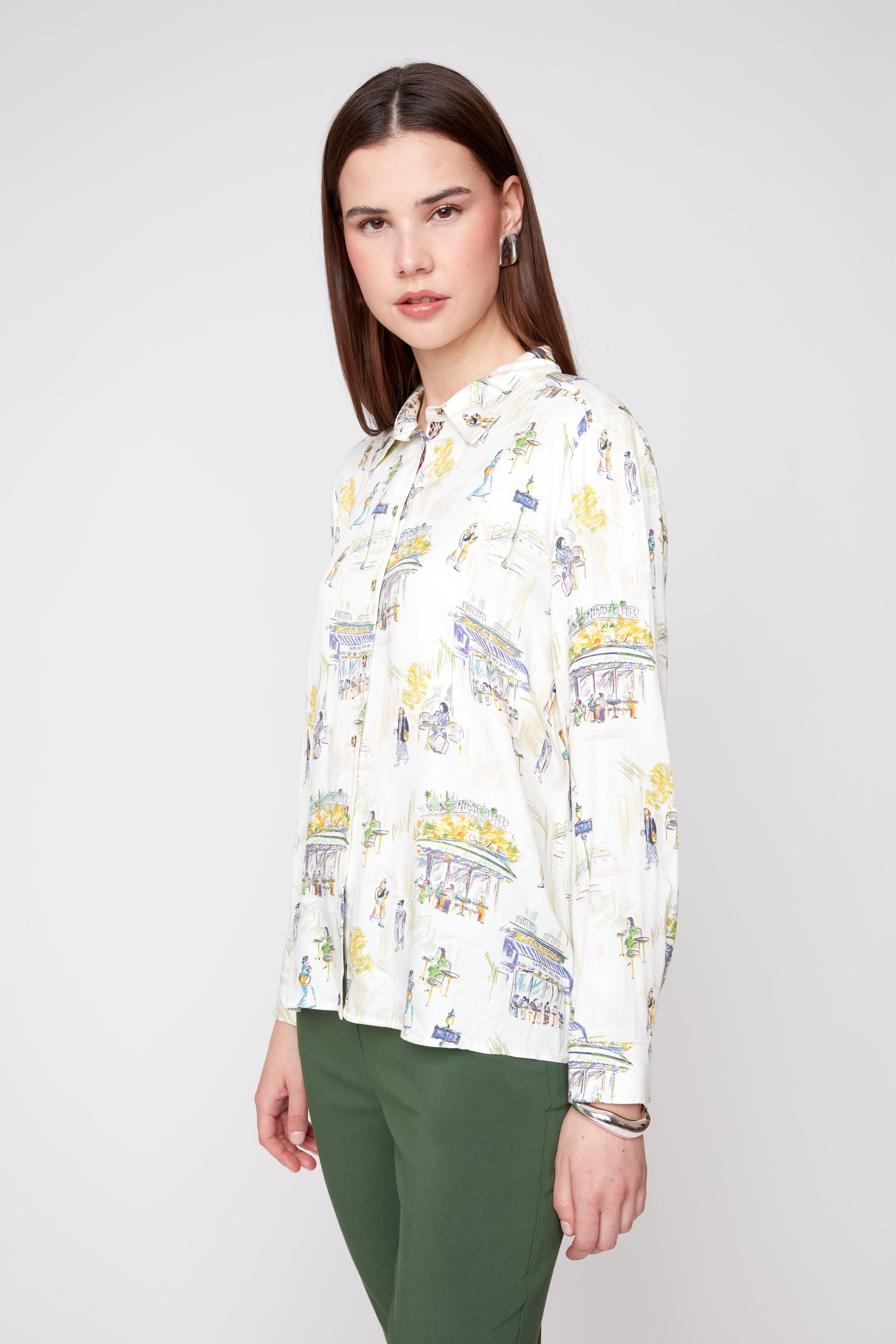 Renuar R5288 901 Woven Blouse Creme Comb