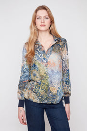 Renuar R5289 984 Woven Blouse Olive Comb