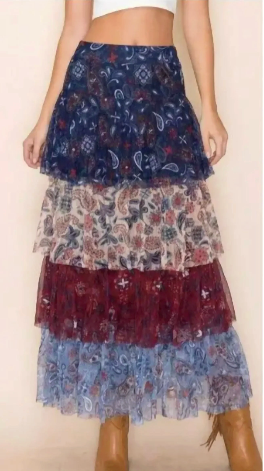 W.A.Y. 194807D-4 Mesh Tiered Skirt