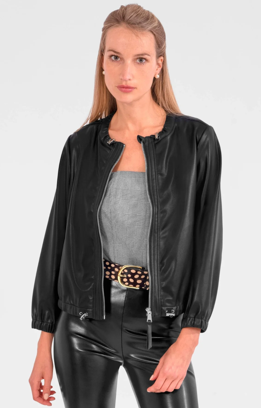 Gretchen Scott JKBJLL Black Leather Like Bomber