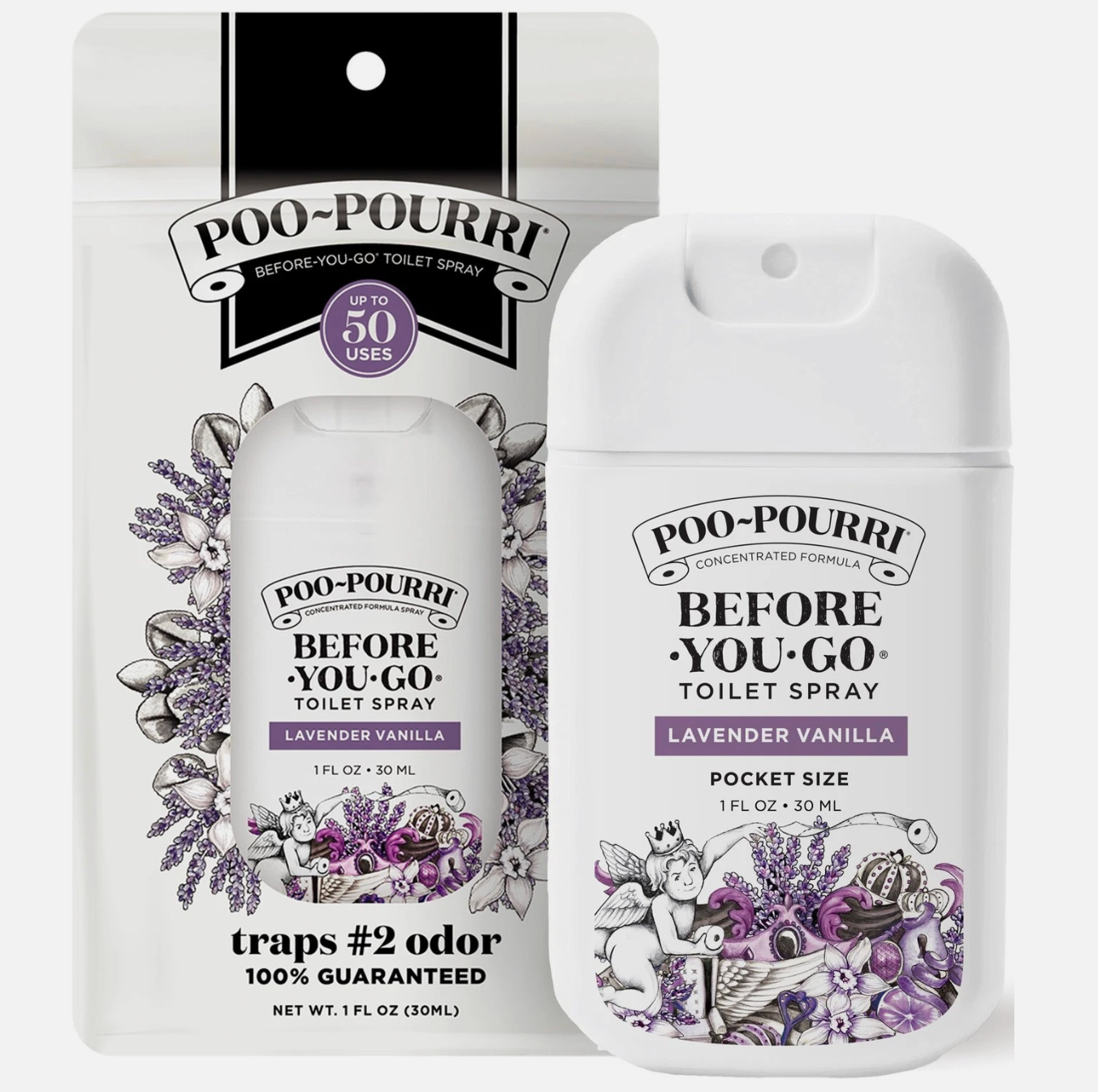Pourri МC13016 Poo~Pourri-Lavender Vanilla-1oz Pocket Pouch NFC