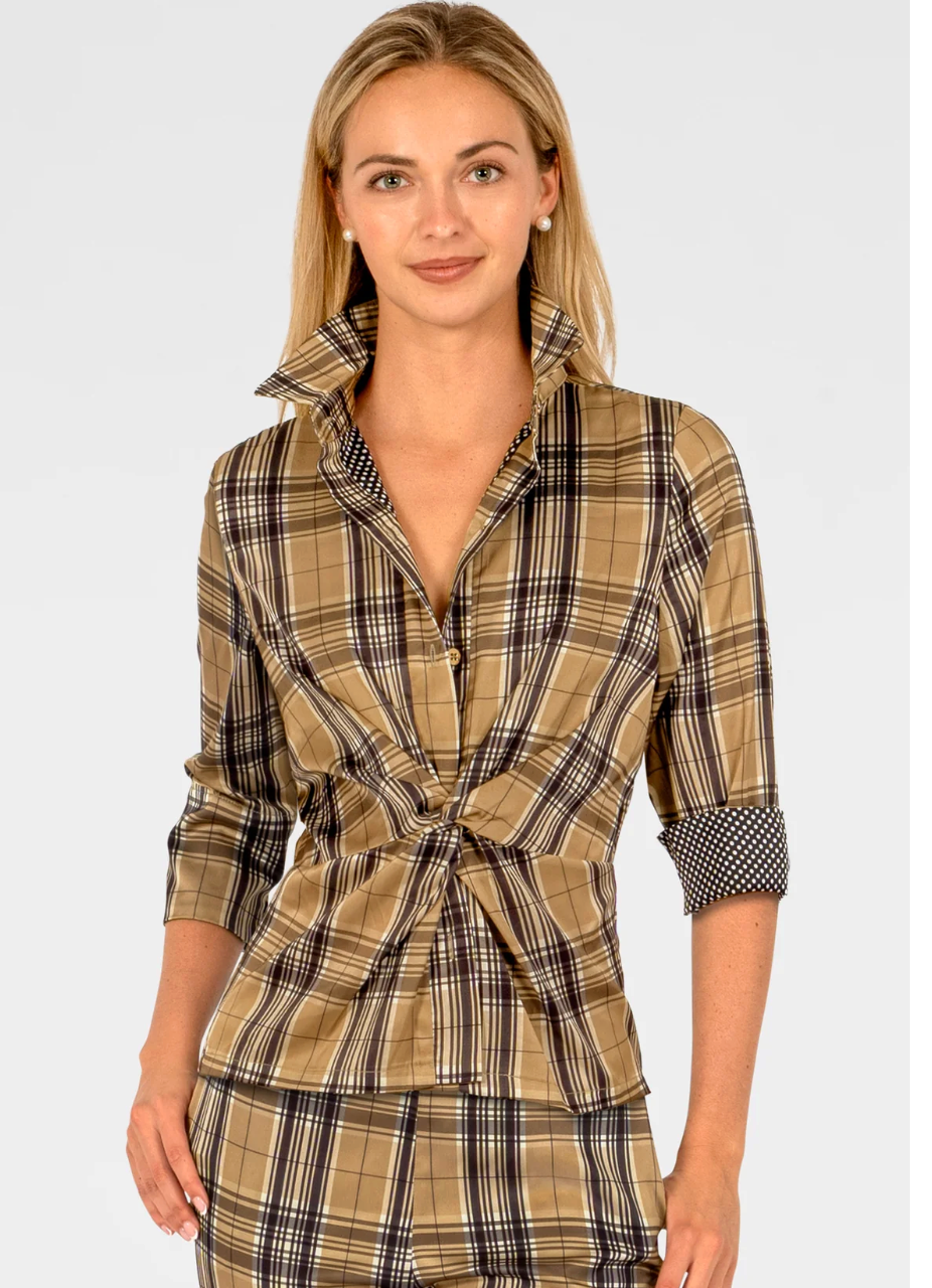 Gretchen Scott Twist & Shout Top - Belgravia Plaid