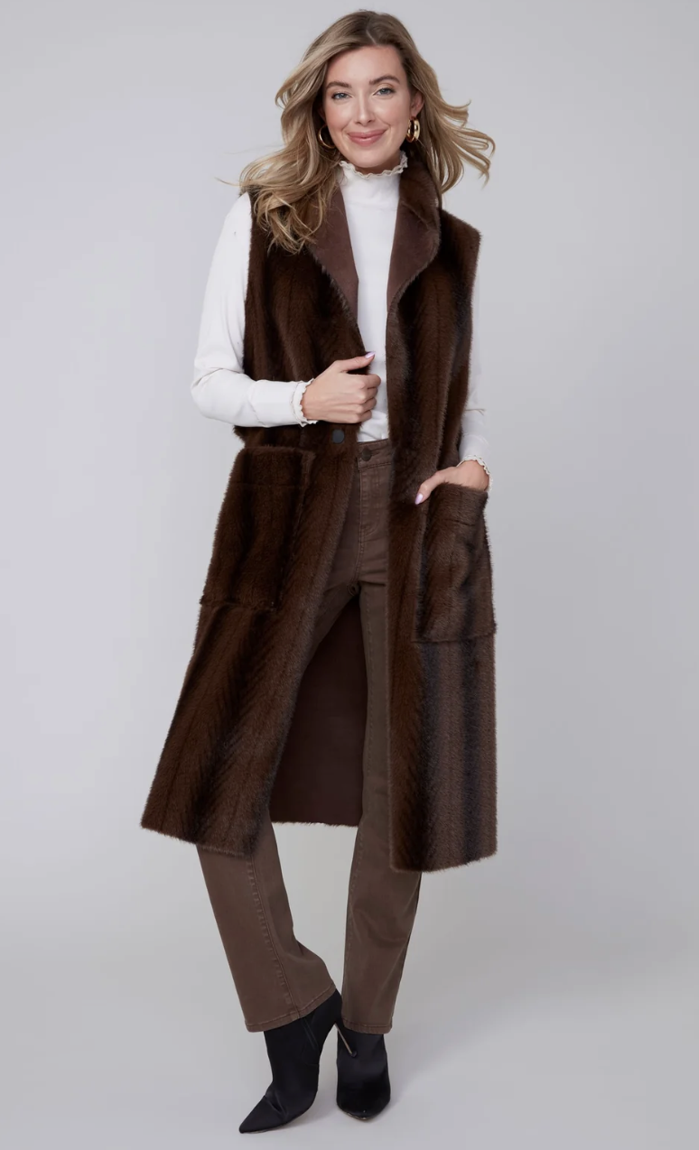 Renuar R3925 E3068 Knit Vest Chocolate