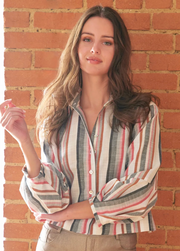 Finley 3582076S Crop Emmy top charcoal/sparkle stripe