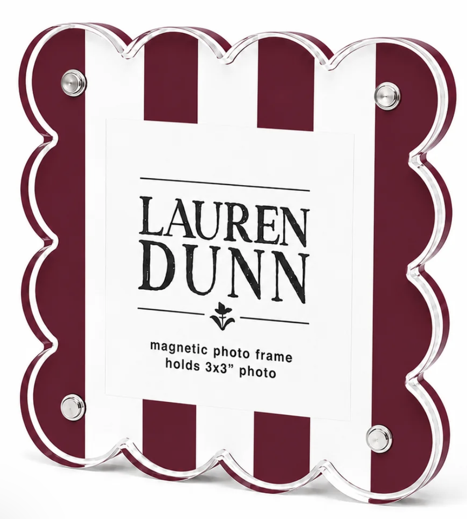 Lauren Dun Dark Maroon/White Stripe Gameday Frame