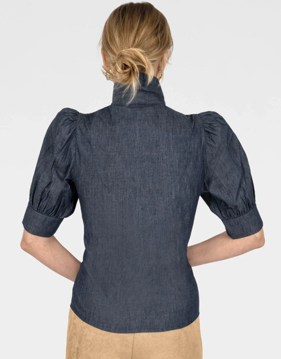 Gretchen Scott TPPFDM Puff Sleeve Top - denim