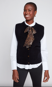 Renuar R6006 4481 Black knit sweater w/leopard bow
