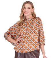 Joy Joy 79H2008 Batwing Blouse- copper tile