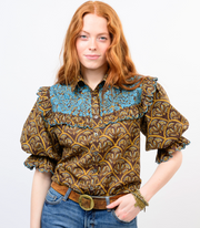 Ivy Jane Mary Top- brown floral
