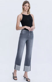 Flying Monkey F6289 Heavenly Wave High Rise Cuffed Slim Wide