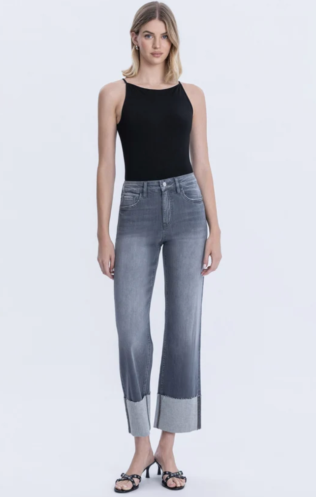 Flying Monkey F6289 Heavenly Wave High Rise Cuffed Slim Wide