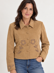Paparazzi 6832-MBJ Faux Suede Jacket w Flower