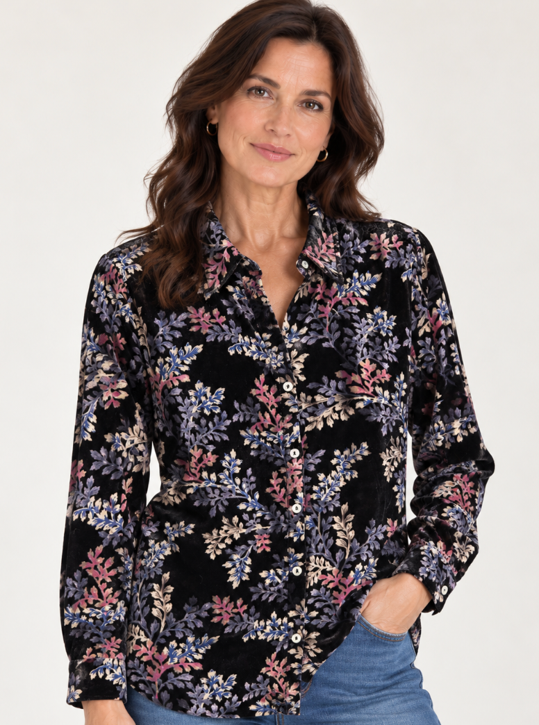 Paparazzi 5511-MAT Burnout Velvet Woven Shirt
