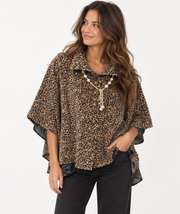 Nally & Millie F693616A Leopard Fleece Poncho