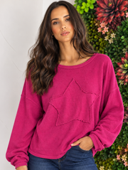 Cotton Lani B635 Top w Star - Jazzberry
