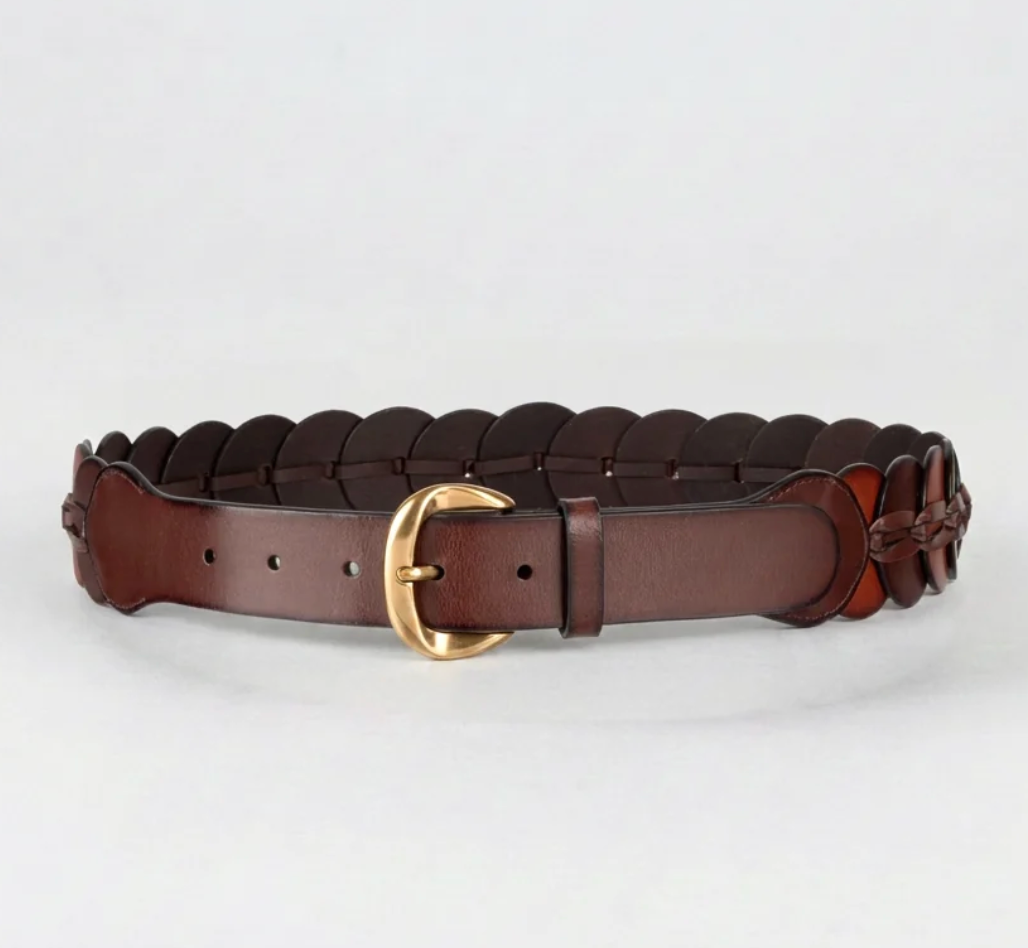 Tribal 13T1040002 0022 QUINN - Wide Pieced Leather Harness Belt with Scalloped Panels