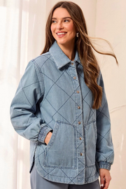 Tribal 6242O/5605 2131 Quilted Snap Front Soft Denim Jacket