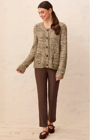 Tribal 3163O/8482 1218 Eyelash Yarn Button-Front Long Sleeve Cardigan