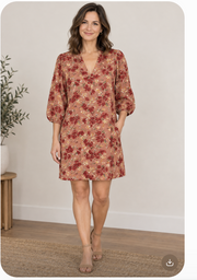 Joy Joy crimson vine batwing dress