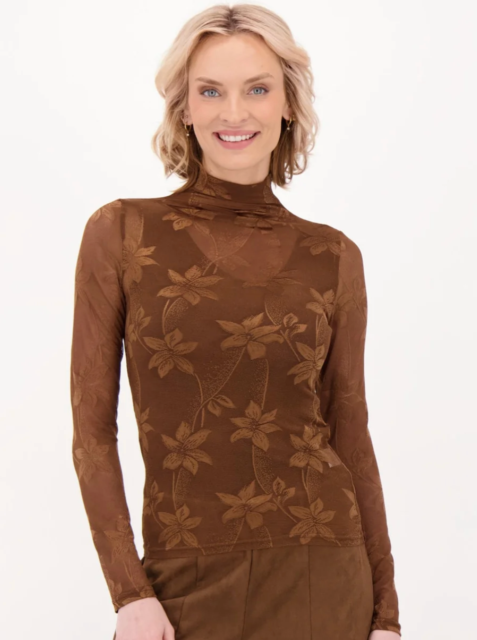 Gabby/Spanner 426325 Floral Lace Top - bronze
