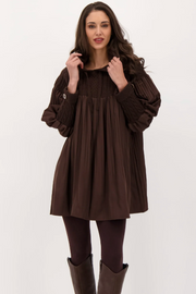Gabby/Spanner 526613 Hooded Cable Knit Pleated Dress