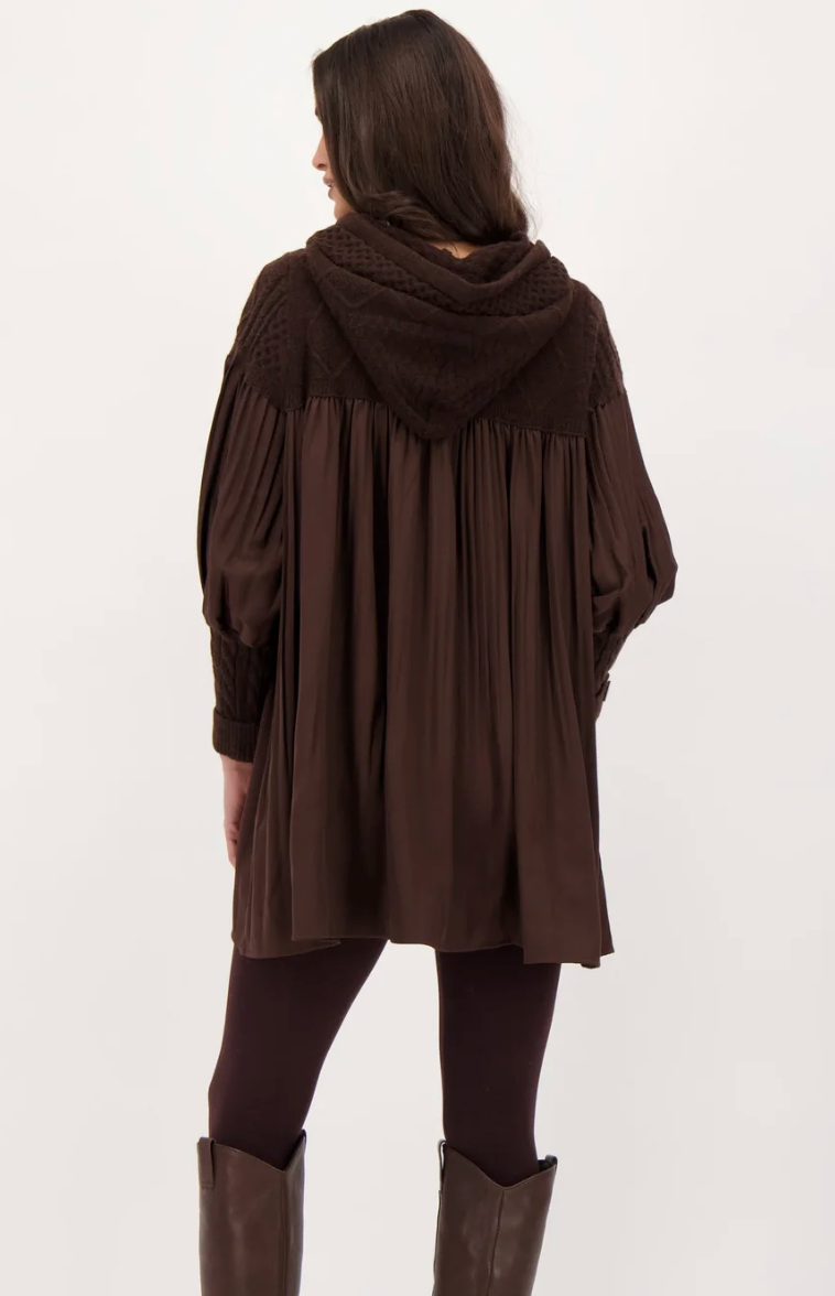 Gabby/Spanner 526613 Hooded Cable Knit Pleated Dress