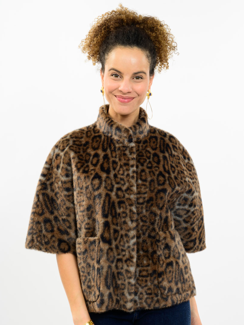 Ivy Jane 130257 Faux Fur Capelet Leopard