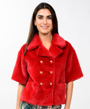 Ivy Jane 130258 Double Breasted Faux Fur Jacket