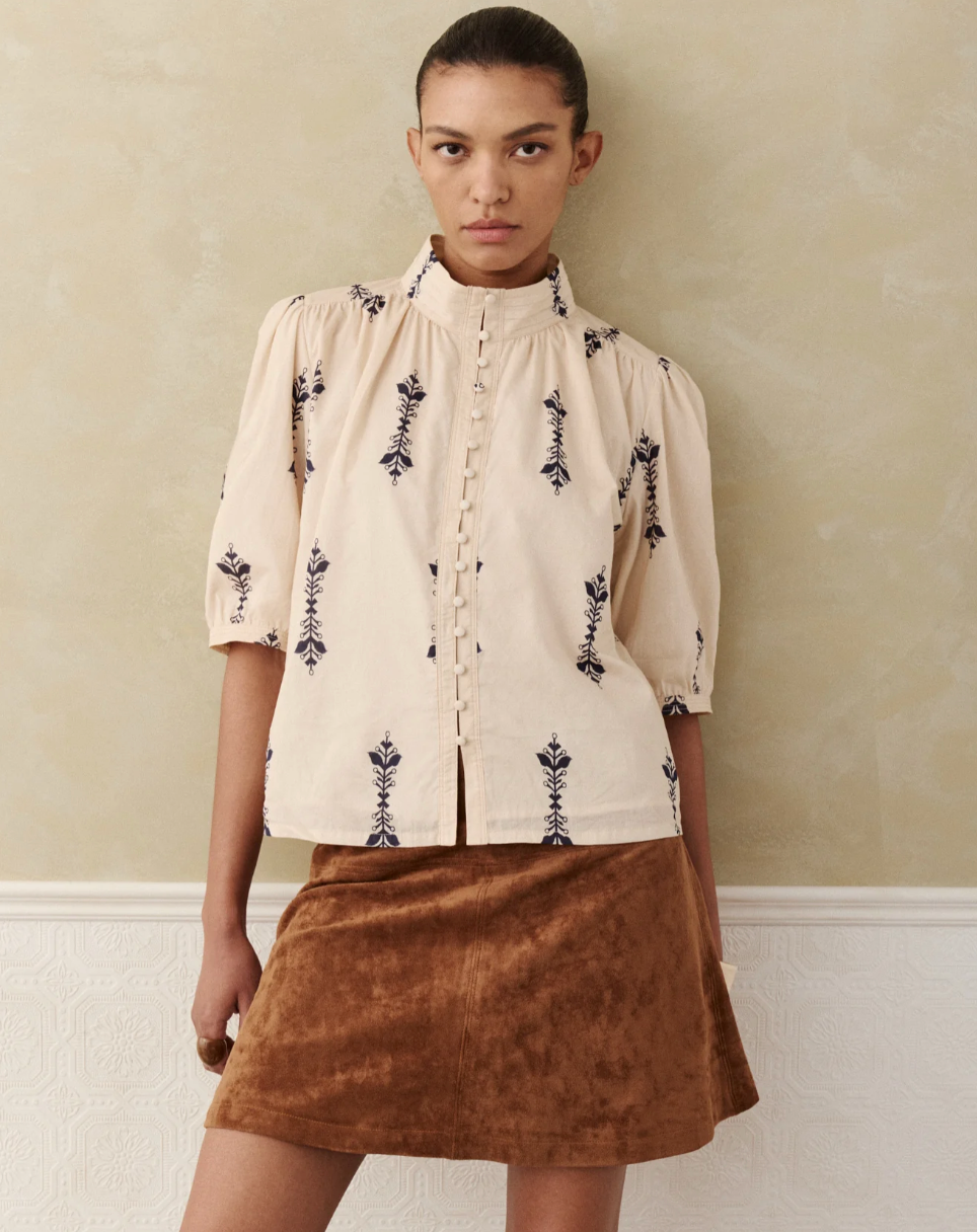 Melissa Nepton F266797CV Anna Top - Cream/Navy