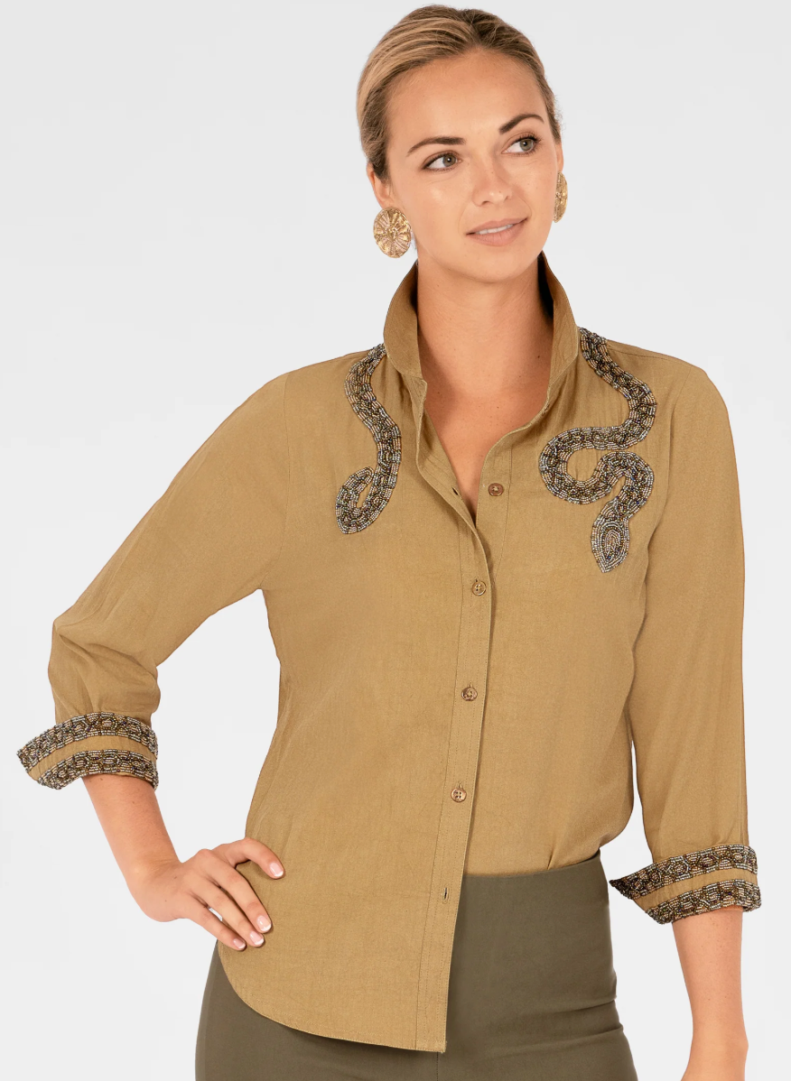 Gretchen Scott TPBFSN Snake Shirt - Khaki