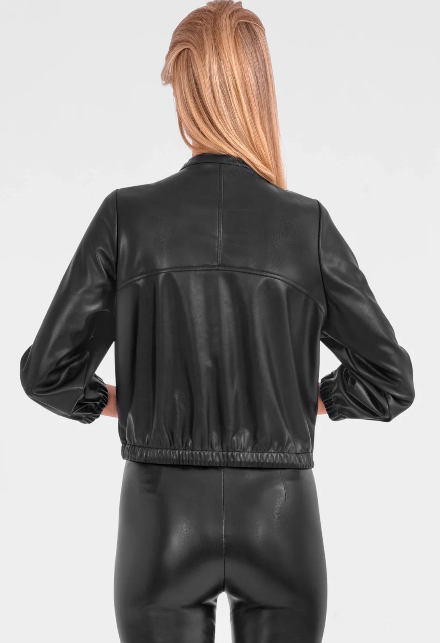 Gretchen Scott JKBJLL Black Leather Like Bomber