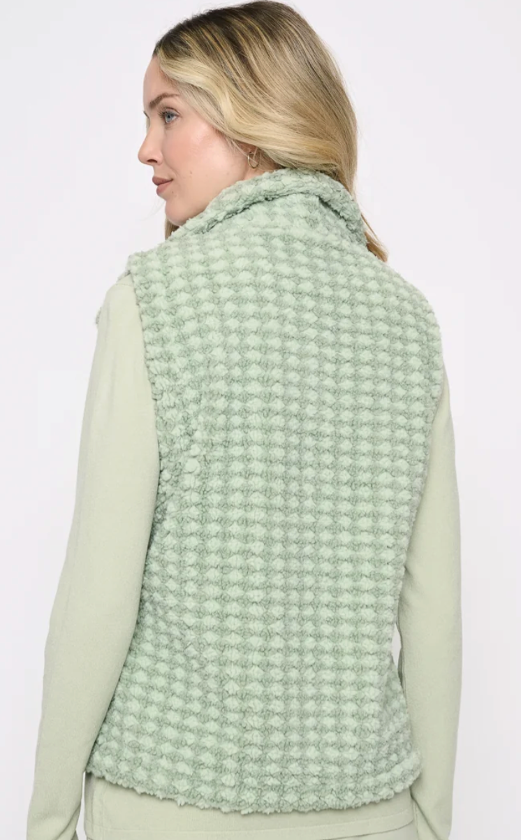 Picadilly YL497 Faux Fur Vest- powder lime