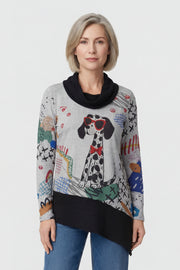 Inoah T1596WKS l/s cowl neck waffle silver Fresita