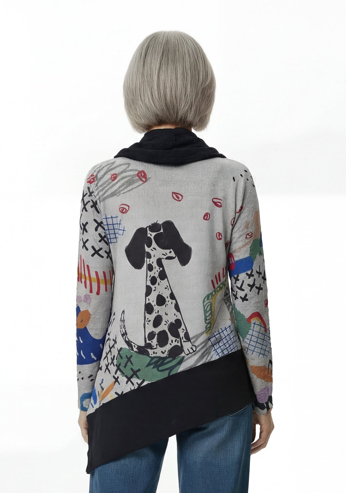 Inoah T1596WKS l/s cowl neck waffle silver Fresita